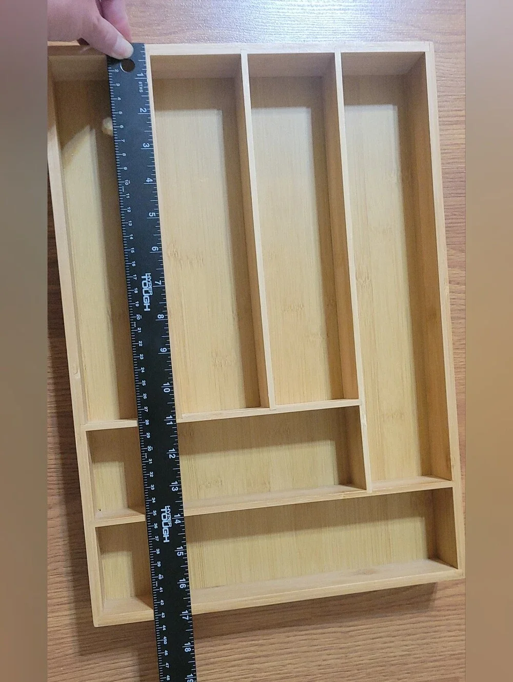 Bamboo Silverware Cutlery Drawer Organizer Utensil Holder Kitchen Storage NWOT